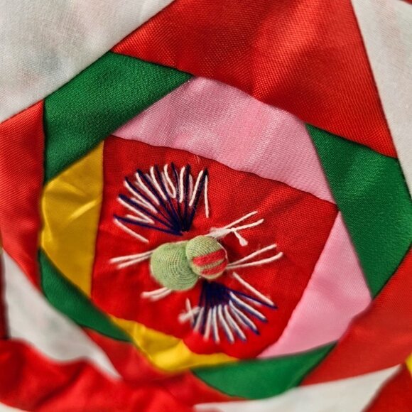 Tibetan Patchwork Baby Quilt Handmade 3-Dimensional 100% Cotton Red Multi NEW - Picture 10 of 11